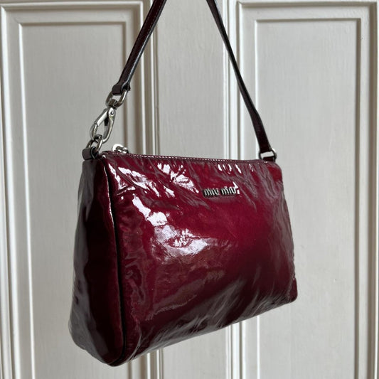 Vintage Miu Miu Cherry Red Patent Leather Shoulder Bag - Jenny Hayley